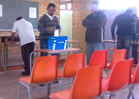   Parents casting their votes during a school governing body election.