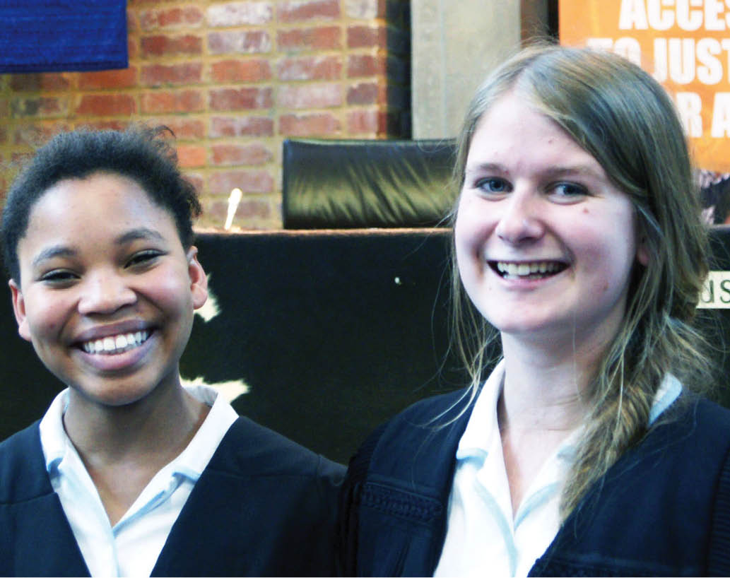 Clara-Marie Macheke and Claire Rankin two of the team of eight that won the International Schools Moot Court competition.