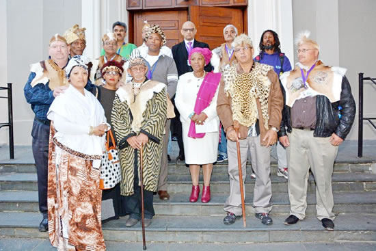 Defence and Military Veterans Minister Nosiviwe Mapisa-Nqakula (centre) with Krotoa’s family.