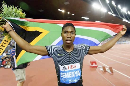 Caster Semenya at the end of 800m International Association of Athletics Federations 2016 Diamond League Race in Zurich where the won the last race of the season.