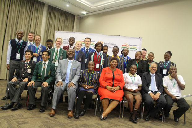 Basic Education Minister Angie Motshekga with the country's top performing learners.