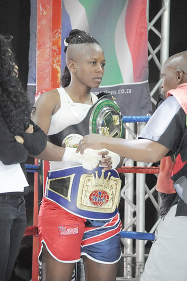 Still the reigning champ… Matshidiso ‘The Wasp’ Mokebisi.