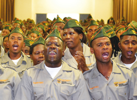 Some of the young NARYSEC graduates singing at a graduation ceremony