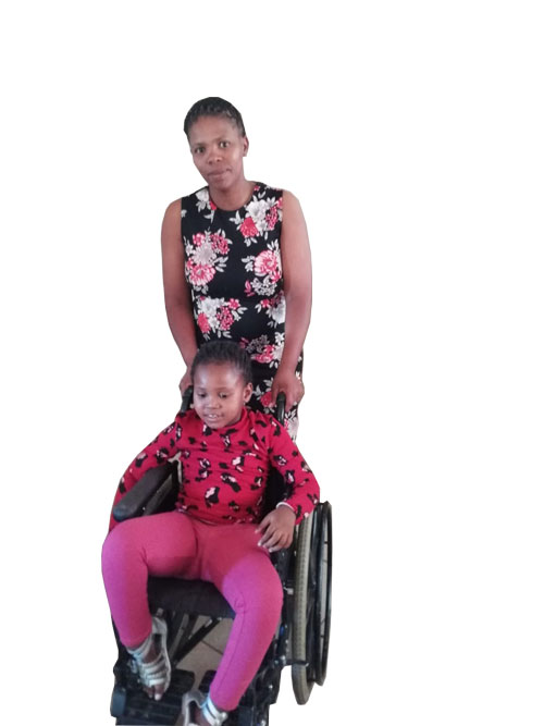 Elizabeth Bacela with her daughter Lithemba who has cerebral palsy and a speech impairment. Lithemba is now receiving the neccessary care from the newly opened ECDs in Upington.