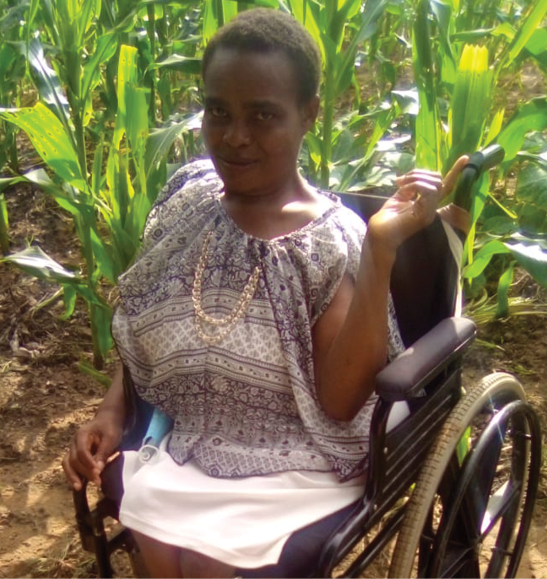Lydia Nemafhohoni champions farming despite her disability.