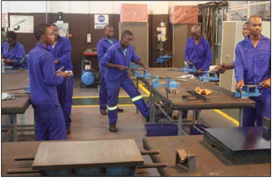 Photo caption: More artisans, such as this group in training at the Ekurhuleni West Further Education and Training College, are needed to address the shortage of critical skills in the country.