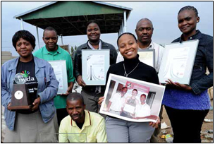 Members of the Zondi Environmental Consultants with some of their trophies at the Zondi Buy Back Centre. (Picture: Katlholo Maitadi)