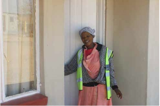 Kattie Sibiya, the proud owner of a new home built by the Mpumalanga Government in partnership with paper company Mondi