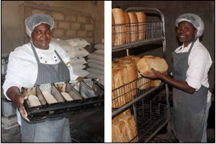 Meriam Ngomane says the Redibone Cooperative has given her a new lease of life.; Members of the Rebone Bakery take pride in their daily bread. (Pictures: Mduduzi Tshabangu.)