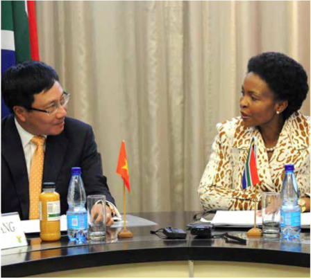 International Relations and Cooperation Minister Maite Nkoana-Mashabane and her Vietnamese counterpart, Minister Pham Binh Minh, met recently to strengthen relations between the two nations. South Africa and Vietnam share a 20-year friendship that has seen the two nations develop deep social, economic and cultural ties.
