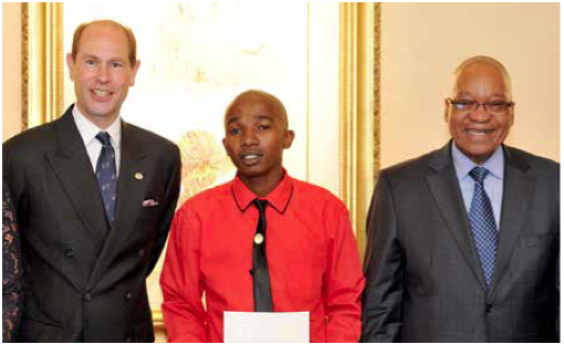 Photo caption: The Earl of Wessex Prince Edward with Lusanda Mhlungulwana, an inmate who received a President's Award from President Jacob Zuma recently.