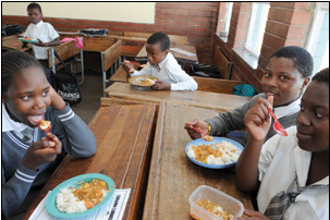 Government’s National School Nutrition Programme offers hot meals to needy learners, ensuring they no longer attend school on an empty stomach.