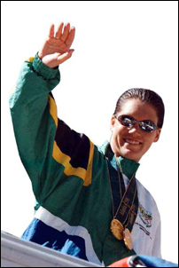 Penny Heyns brought glory to a democratic South Africa at the 1996 Atlanta Olympic Games, winning gold in the 100m and 200m breaststroke.