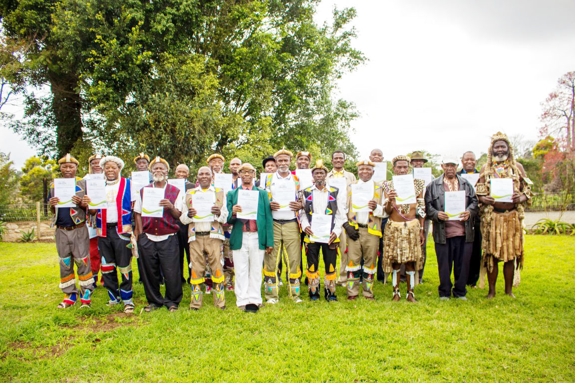 Grandfathers proudly pictured with their certificates after attending the Hillcrest Aids Centre’s parenting course.