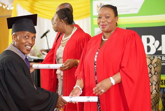 KwaZulu-Natal MEC for Cooperative Governance and Traditional Affairs Nomusa Dube-Ncube with one of the 600 councillors who recently graduated.