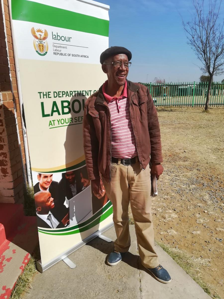 Thebe Matlhakwane (59) a former mineworkers from Meloding in Virginia who submitted his claim on the first day of the campaign