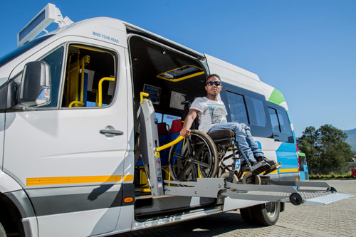 The GO GEORGE minibuses were the first of their kind with features designed to transport people in wheelchairs.