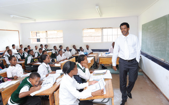 Photo caption: Onkgopotse Tiro Comprehensive School principal Teacher Ngonathi says his school is reaping the benefits of democracy.