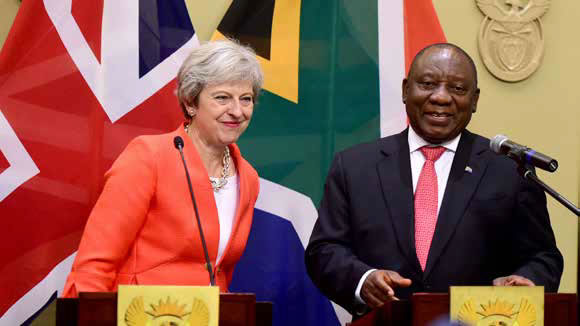 President Cyril Ramaphosa with British Prime Minister Theresa May during her state visit to South Africa.