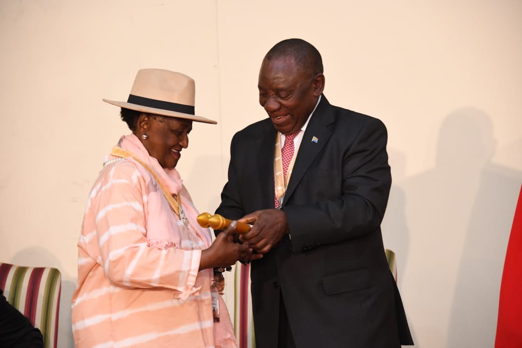 Renowned actress, Nomhle Nkonyeni was honoured with the Order of Ikhamanga.