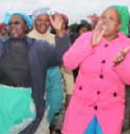 Excited Libode residents celebrate after they were handed a brand new school built as a result of a partnership between government and the private sector.