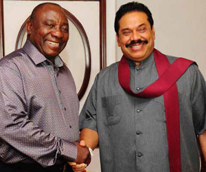 Deputy President Cyril Ramaphosa with Sri Lankan President Mahinda Rajapaksa during a recent visit to Sri Lanka.