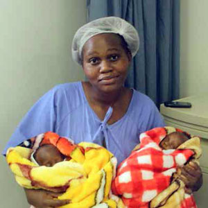 Constance Phungo shows off her twins who were born at the Zola- Jabulani District Hospital in Soweto.