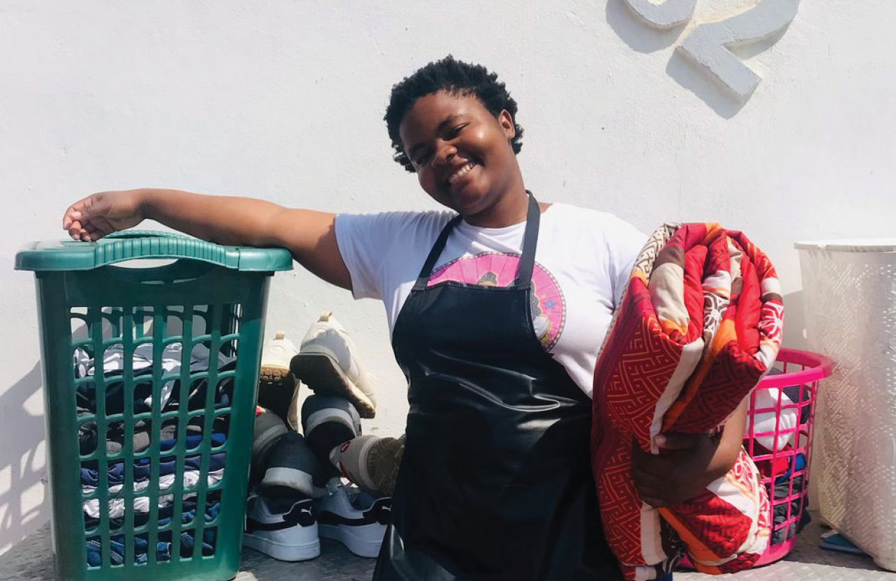 One laundry basket at a time is building Qhubo Ngema’s business situated in Ntuzuma, KwaZulu-Natal.