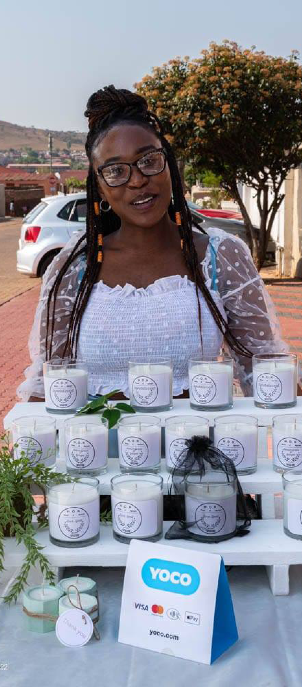 Fikile Mkhondo the founder of House of Kganya brings light through candle-making.