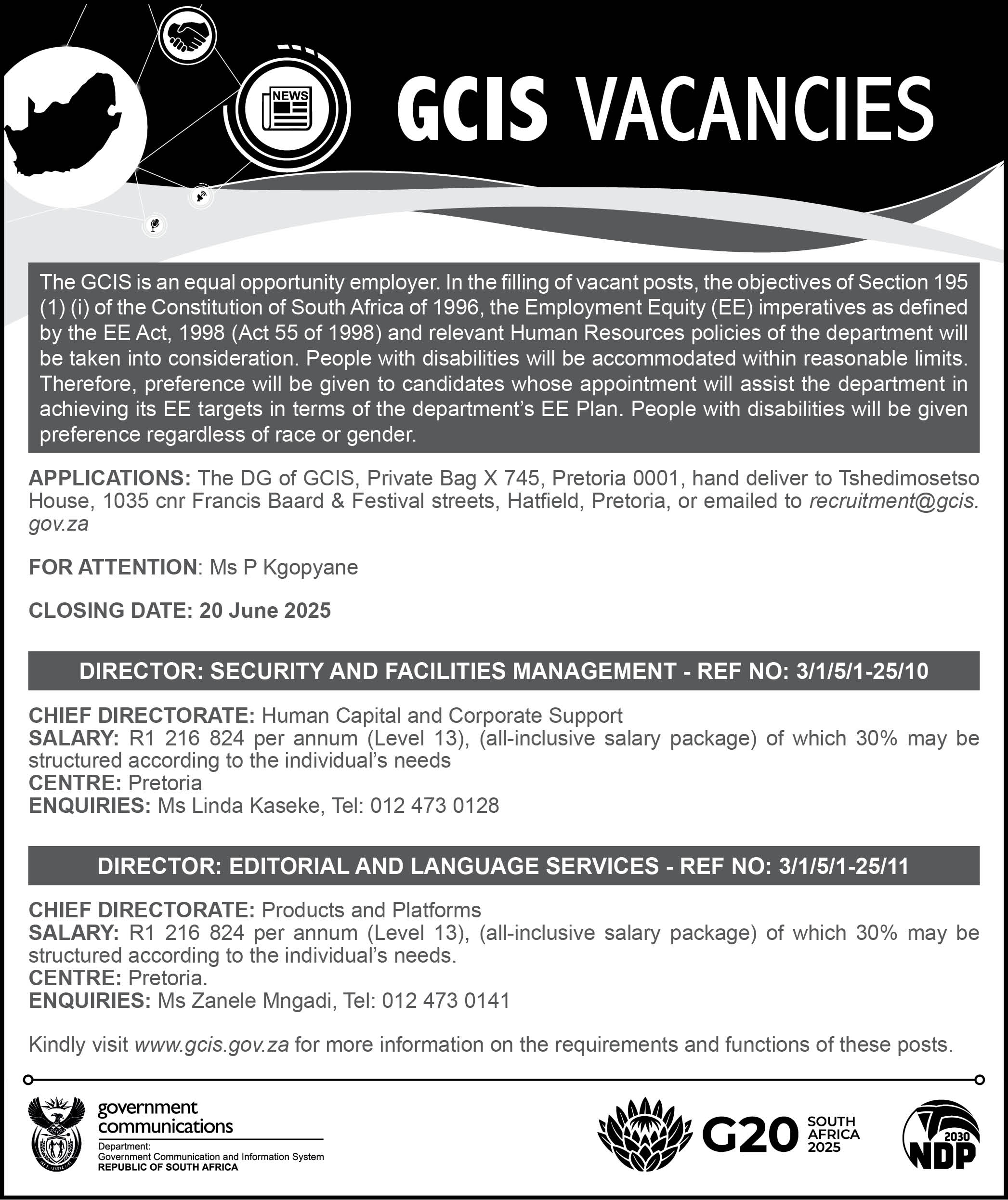 GOVERNMENT COMMUNICATION AND INFORMATION SYSTEM VACANCIES