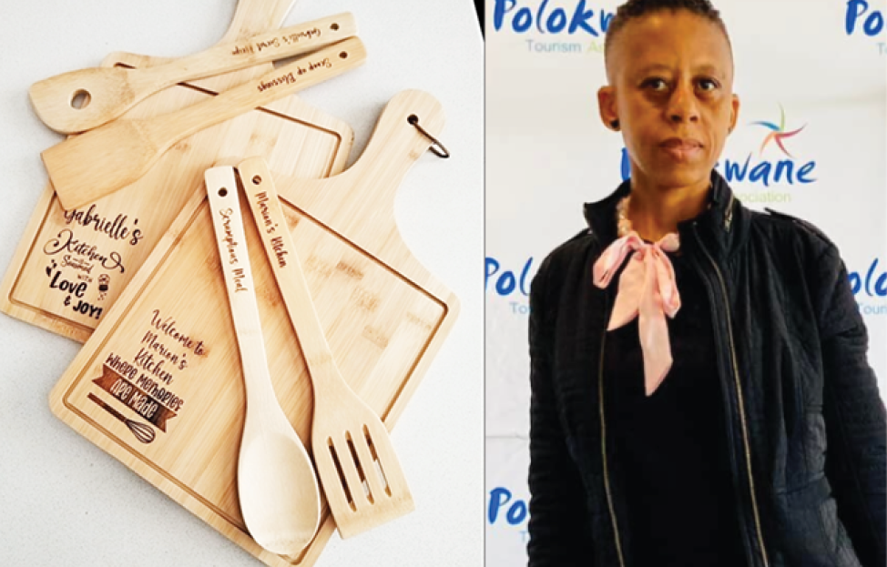 Keitsile Meriam Ntlatlana using arts and craft to run a sustainable business.