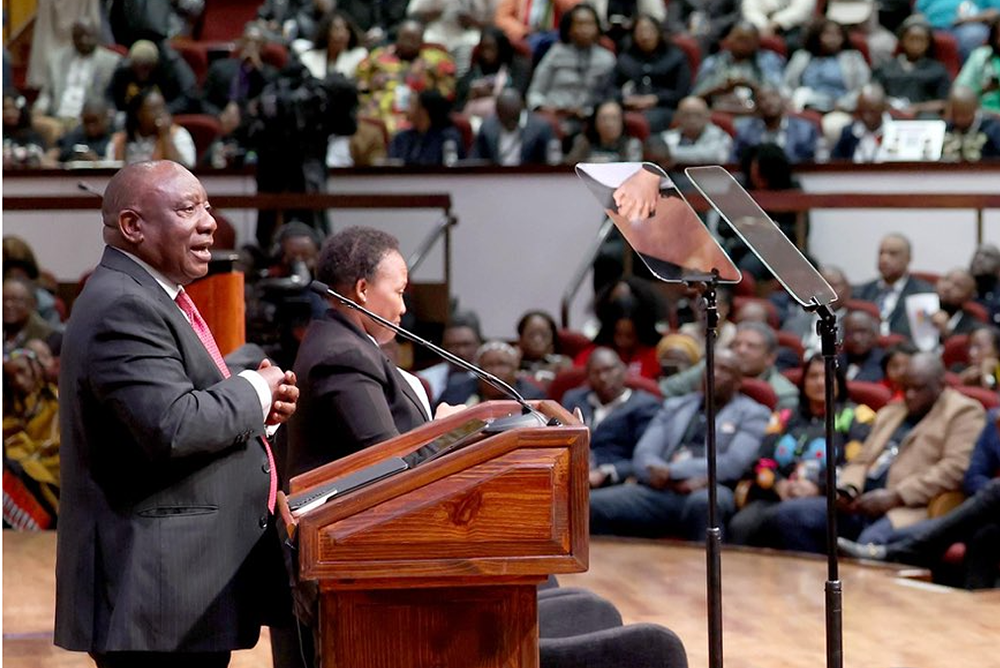 President Cyril Ramaphosa delivers the keynote address at the National Convention, hosted by UNISA.