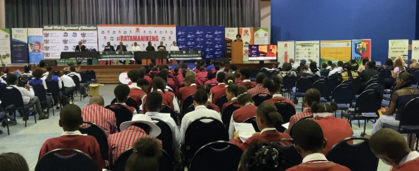 Learners engaged with government departments and community leaders for Safer Internet Day at the Mahikeng Civic Centre.