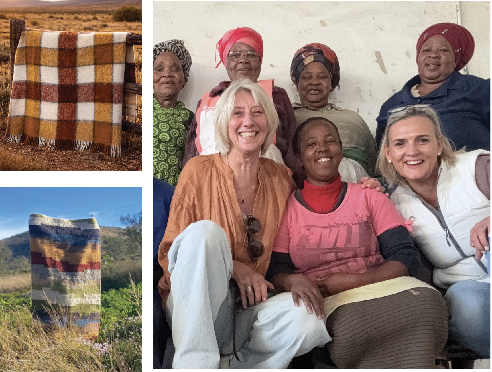 Katrina Nel (far right) and members of the Sunday Child team are preserving traditional craftsmanship through handcrafted mohair products.