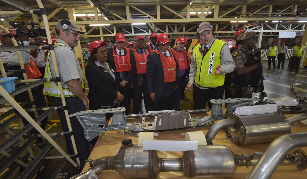 President Jacob Zuma at the Toyota plant during the launch of the new Hilux and Fortuner models in Durban, KwaZulu-Natal.