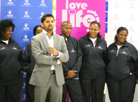 NYDA Deputy Chairperson Yershen Pillay with a group of volunteers who are presently on an exchange programme in France.