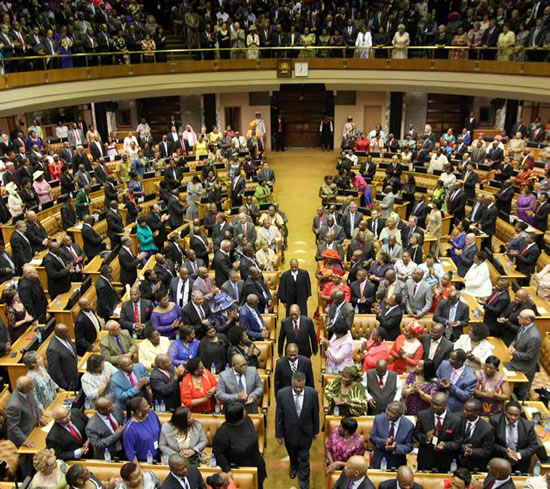 President Jacob Zuma arrives to deliver his 2014 State of the Nation Address to a joint sitting of both houses of Parliament – the National Assembly and the National Council of Provinces.