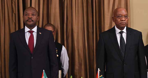 President Pierre Kurunziza of the Republic of Burundi met with President Jacob Zuma during a recent visit to the country.