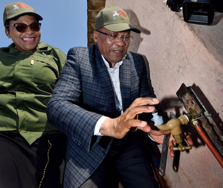 President Jacob Zuma, seen here with Water Affairs Minister Nomvula Mokonyane, has launched a water saving programme that will also create training opportunities to thousands of youth.