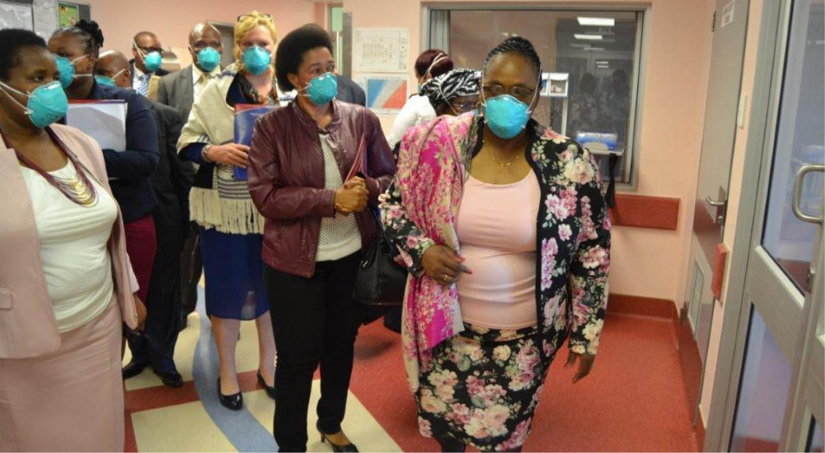 MEC for Health Dr Pumza Dyantyi (far right) inspecting the new XDR ward at Nkqubela TB hospital in Mdantsane in the Eastern Cape.