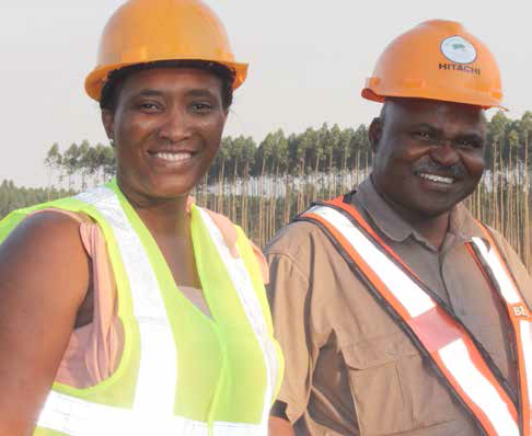 The owners of Siyawisa Hlathi CC, Mhlonipheni and Nkosingiphile Zulu, at one of their work sites in Mtubatuba.