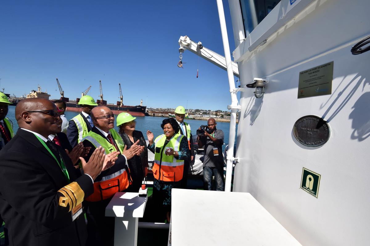 President Jacob Zuma on board Mvezo during a tour at the Port of Port Elizabeth. The President visited the port to monitor progress since the launch of Operation Phakisa: Oceans Economy. The oceans economy aims to grow and transform the economy, create jobs and attract investment.
