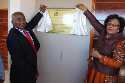 KZN MEC for Social Development Weziwe Thusi (right) at the opening of an eco-friendly Early Childhood Development centre in in Nquthu, KwaZulu-Natal.