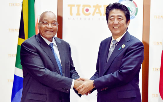 President Jacob Zuma and Prime Minister of Japan Shinzo Abe during the Tokyo International Conference on African Development in Kenya.