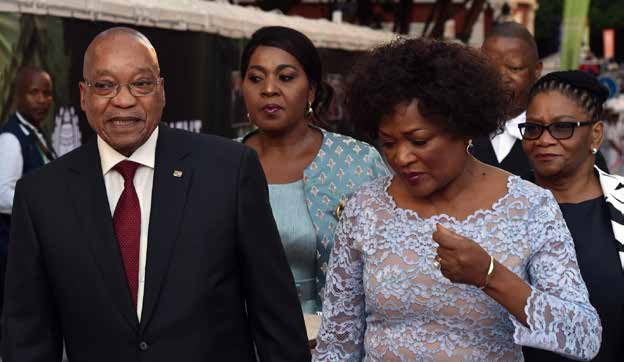 President Jacob Zuma, Speaker of Parliament Baleka Mbete making their way into Parliament together with first lady Bongiwe Ngema-Zuma(back left), and Speaker of the National Council of Provinces Thandi Modise.
