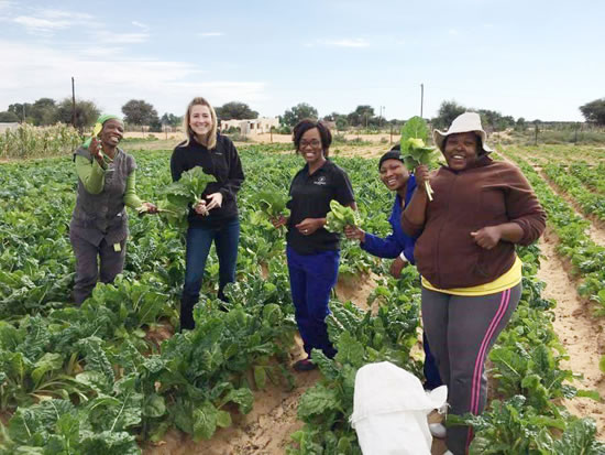 Bokamoso team members from left: Goitsimang Barapami, Ashley Arent (visitor from Texas, USA), Lesego Serolong (Founder of Bokamoso Impact Lab) and students Matlhogonolo Pitso, Gopolang Montshiwa.