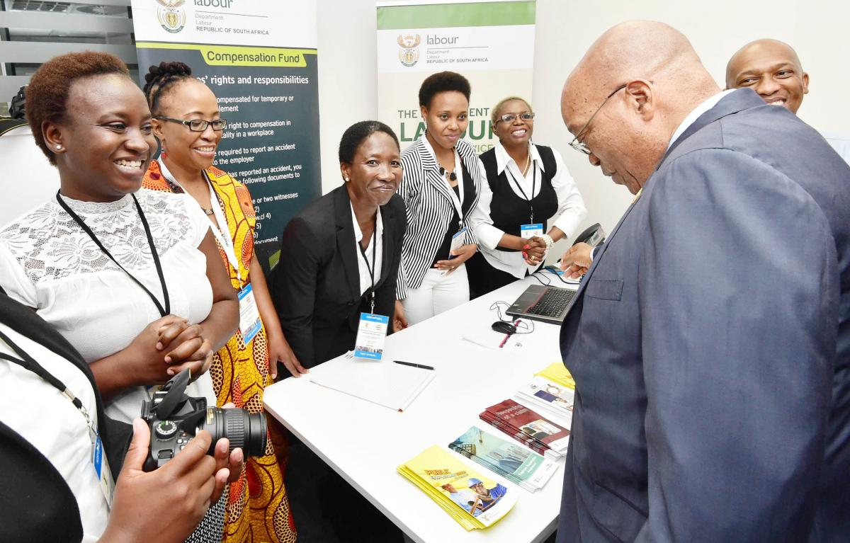President Jacob Zuma during a guided tour of the Invest South Africa One Stop Shop.
