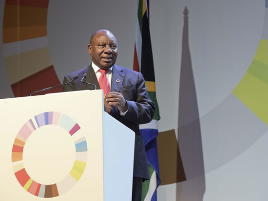 Deputy President Cryil Ramaphosa addressing the Global Entrepreneurship Congress at the Sandton Convention Centre.