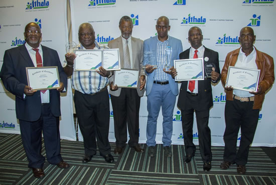 Winners of the Ithala Business Achiever Awards. From left, Thamsanqa Ngcobo from Mlalazi Cooperative, Bonginkosi Ngcobo from Snembe Farm, Zolani Ngangcwana from Yellow Star, Sandile Ntuli from Black Carrot Trading, Bongani Mdlalose from Mlalazi Cooperative and Phumlani Radebe from the Sobantu Agricultural Cooperative.