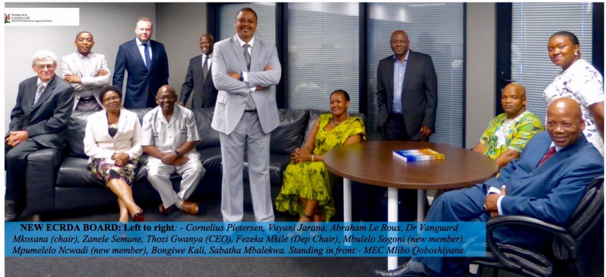 MEC Mlibo Qoboshiyane (right) and some members of the Eastern Cape Rural Development Agency board.